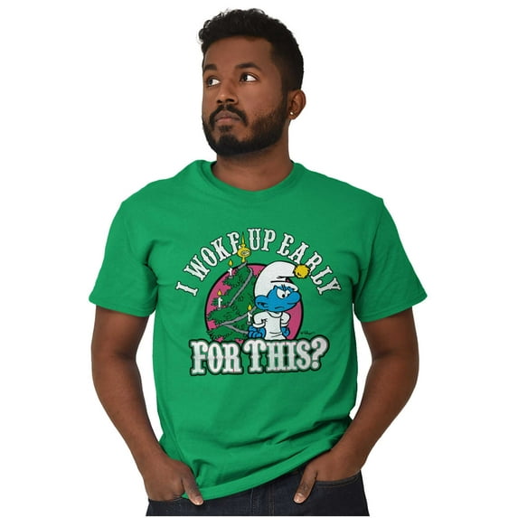 Grumpy Smurf Christmas Xmas Tree Men's Graphic T Shirt Tees Brisco Brands S