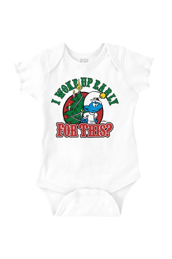 Grumpy Smurf Christmas Xmas Tree Romper Boys or Girls Infant Baby Brisco Brands 18M