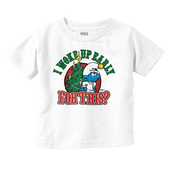Grumpy Smurf Christmas Xmas Tree Toddler Boy Girl T Shirt Infant Toddler Brisco Brands 18M