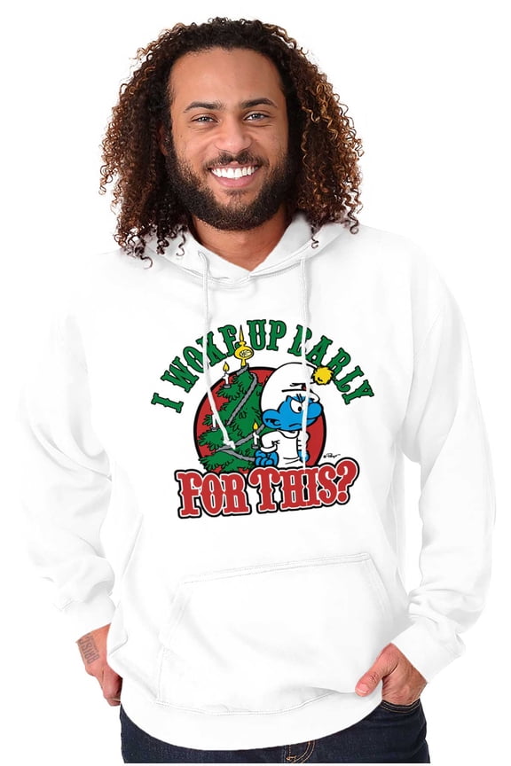 Grumpy Smurf Christmas Xmas Tree Unisex Plus Size Hoodie Brisco Brands 5X