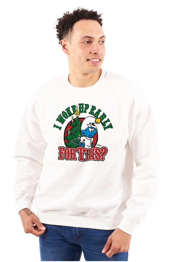Grumpy Smurf Christmas Xmas Tree Unisex Plus Size Sweatshirt Brisco Brands 2X