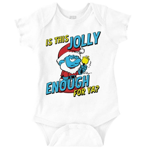 Grumpy Smurf Jolly Enough Xmas Santa Romper Boys or Girls Infant Baby Brisco Brands 18M