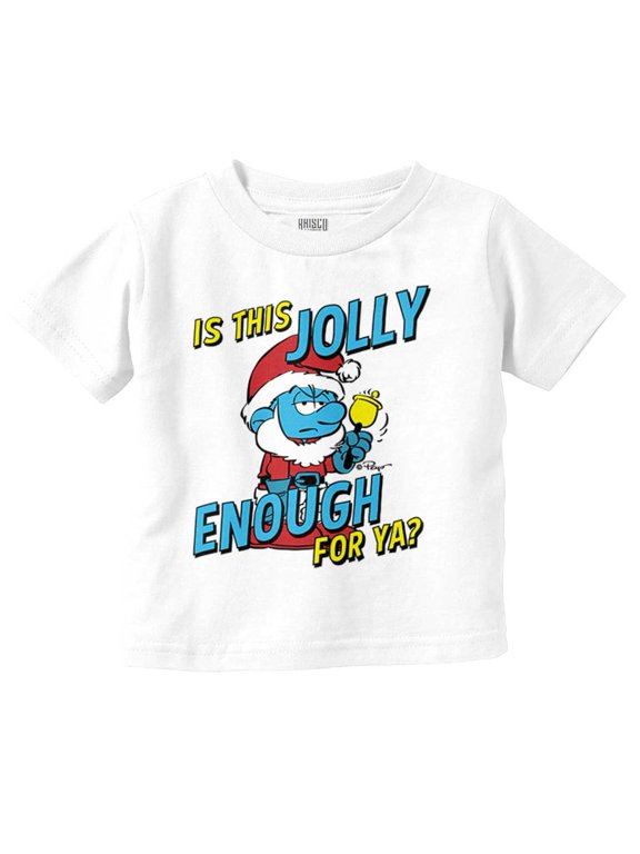 Grumpy Smurf Jolly Enough Xmas Santa Toddler Boy Girl T Shirt Infant Toddler Brisco Brands 18M