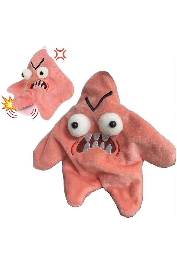 Grumpy Starfish Plush Keychain Funny Pink Kicking Starfish Doll for Backpack, Schoolbag, Gifts