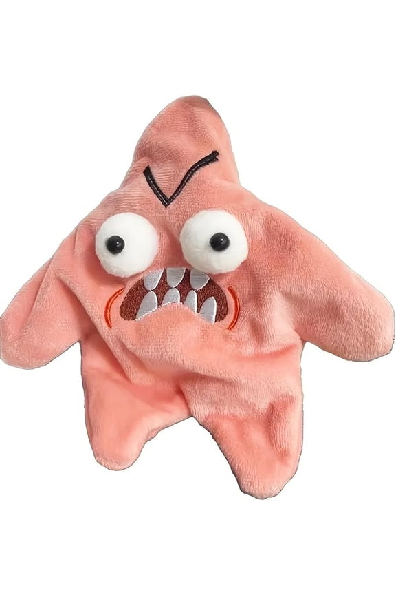 Grumpy Starfish Plush Pendant Pink Kicking Starfish Doll Funny Backpack Charm Cute Schoolbag Keychain Ornament for Kids Teens Christmas Halloween Birthday Gifts