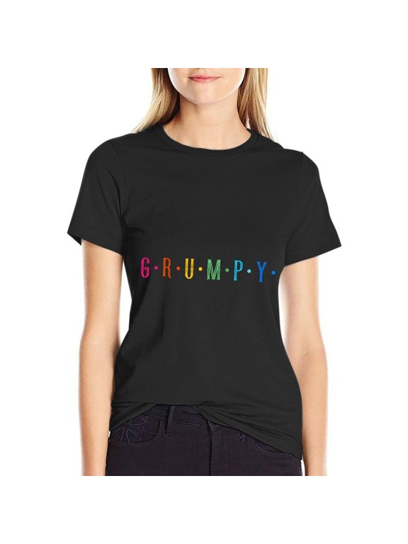Grumpy Women’s Cotton Short Sleeve T-Shirt HD Graphic Print Casual Crew Neck Tee 3XL