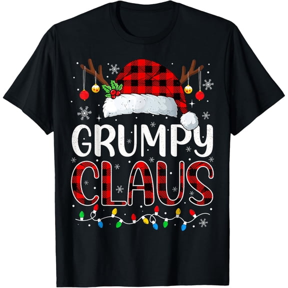 Grumpy claus christmas lights matching family xmas pajama T-Shirt