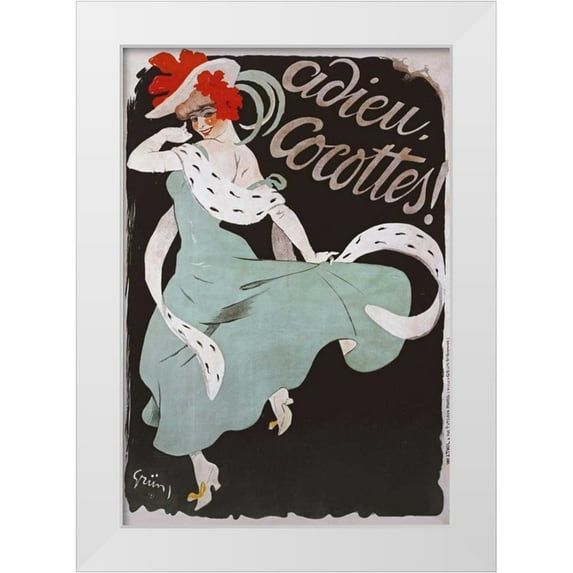 Grun, Jules-Alexandre 23x32 White Modern Wood Framed Museum Art Print Titled - Adieu, Cocottes