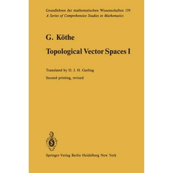Pre-Owned Grundlehren Der Mathematischen Wissenschaften: Topological Vector Spaces I (Paperback)