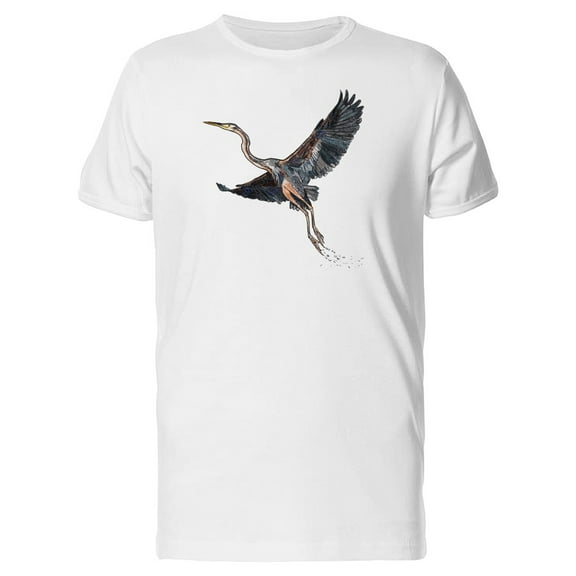 Grunge Amazing Heron Bird T-Shirt Men -Image by Shutterstock, Male Large