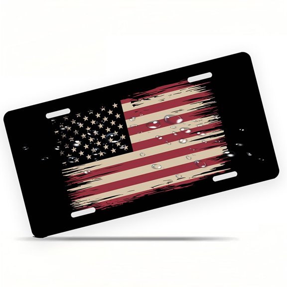 Grunge American Flag Funny Personalized License Plate Rust-proof Stainless Steel Metal License Plate Suitable For Men And Women 12.2" x 6.2"