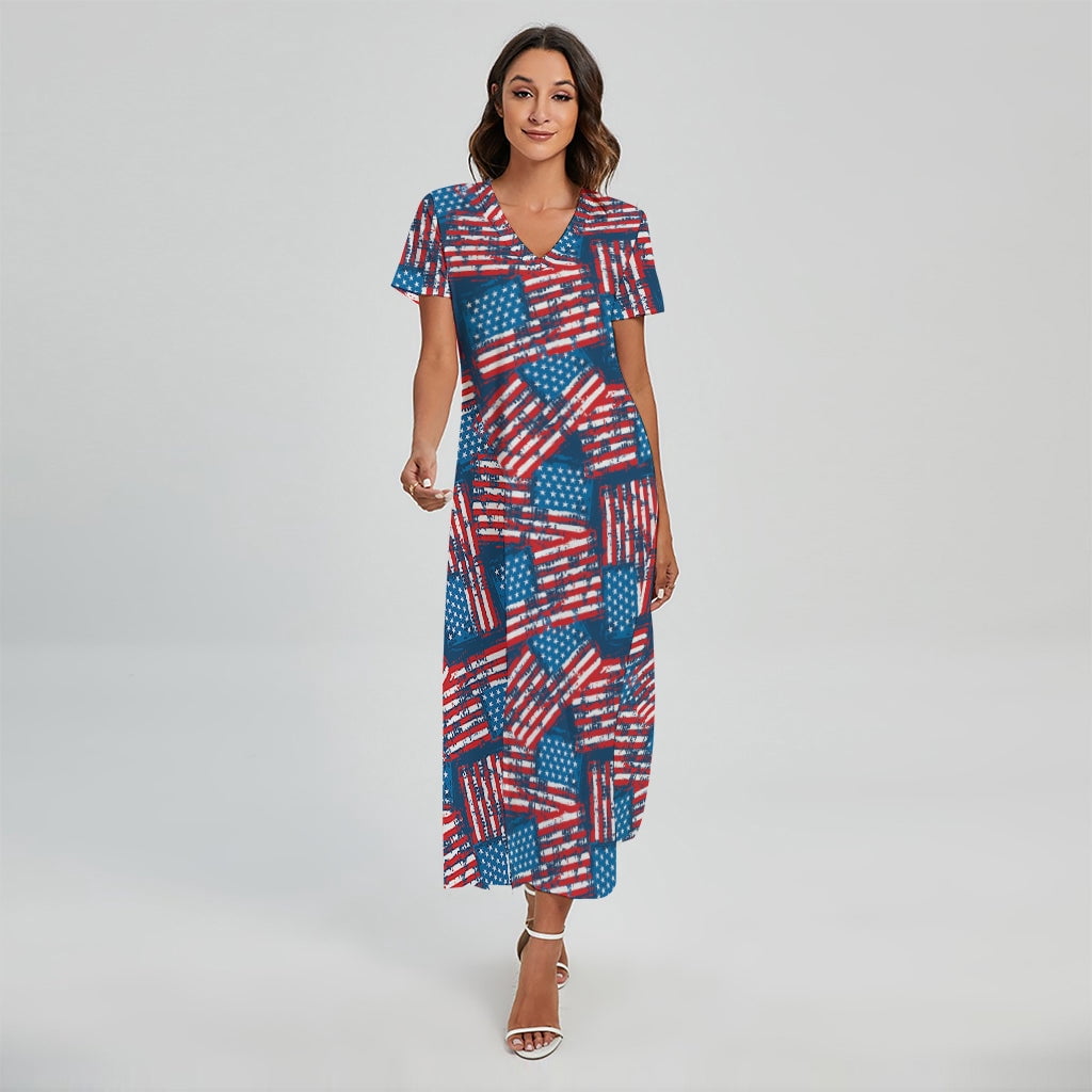 chinese dress ladies 4th of July American Flag Dress Sleeveless Stars Stripes Summer Maxi D –  ALILANG.COM main image 1