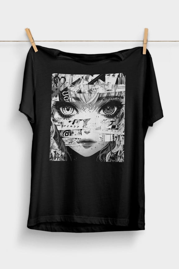 Grunge Anime Manga Girl T-Shirt, Kawaii Fashion, Alt Clothing, Anime Aesthetic, Grunge Apparel, Harajuku Streetwear, Japanese Manga Shirt, Retro Graphic Tee
