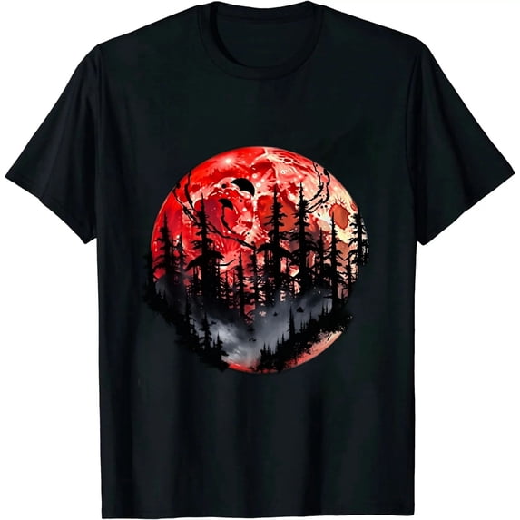 Grunge Bats Flying Gothic Blood Red Moon T-Shirt