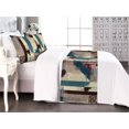 thumbnail image 1 of Grunge Bed Runner Set, Jumble Composition of Abstract Stripes and Dots Contemporary Artwork, Decorative Bedding Scarf & 2 Pillow Shams for Hotels Homes, Queen, Cream Raspberry Sea Blue, by Ambesonne, 1 of 3