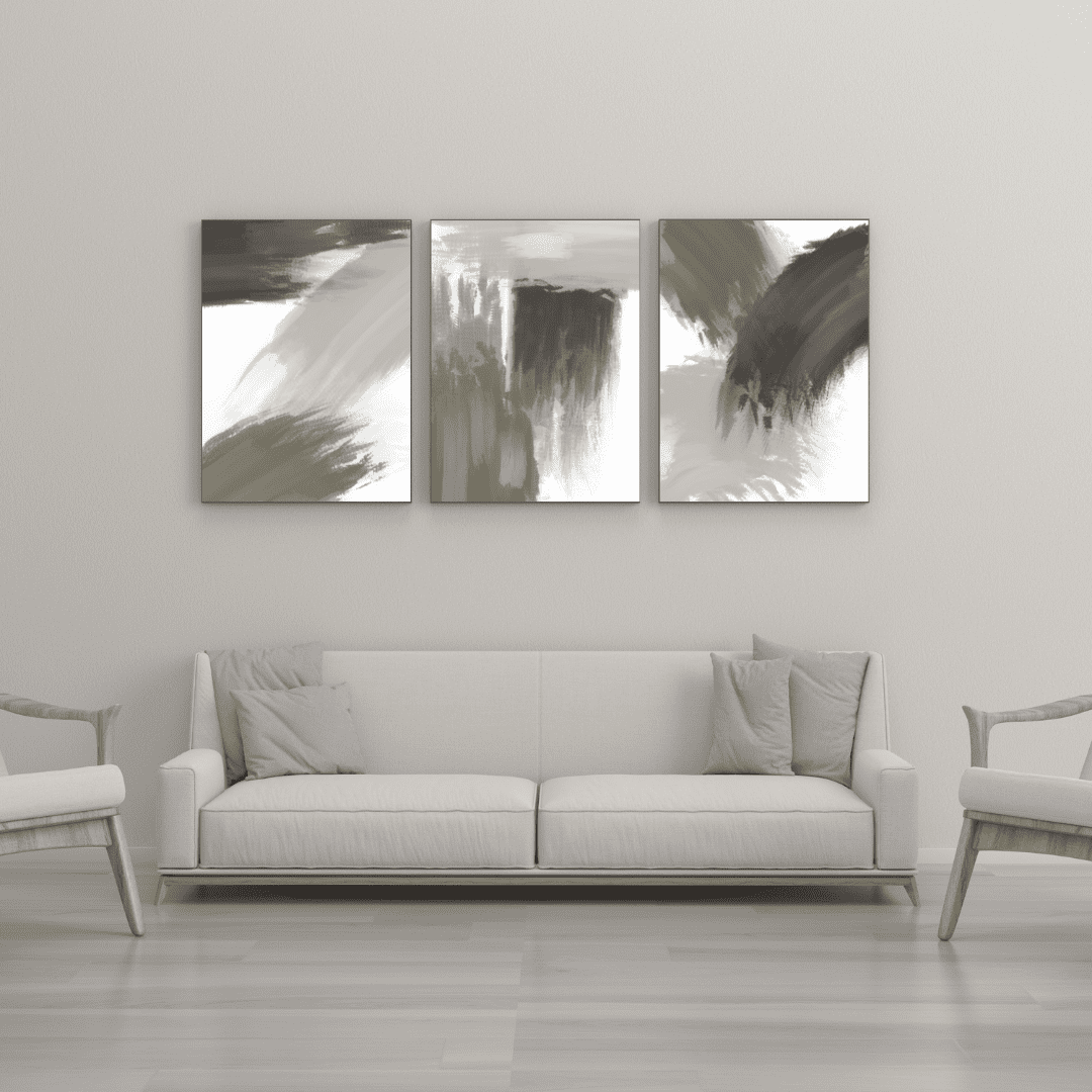 Grunge Brush Abstract 3 Piece Canvas Wall Art Set