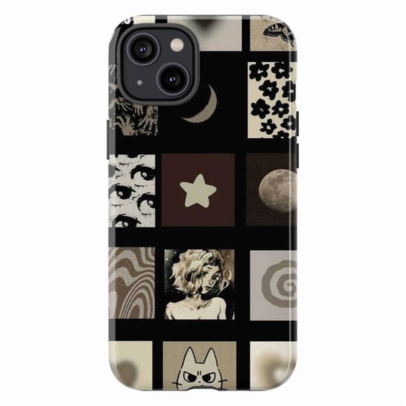 Grunge Collage Aesthetic iPhone Case, Retro Protective Phone Cover for iPhone 16 15 14 13 12 11 Pro Max Mini Plus