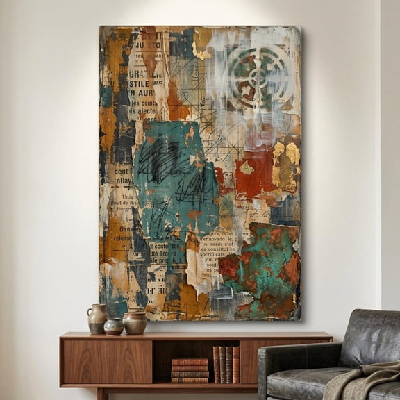 Grunge Collage Texture Poster, Unframed Canvas 8x10in