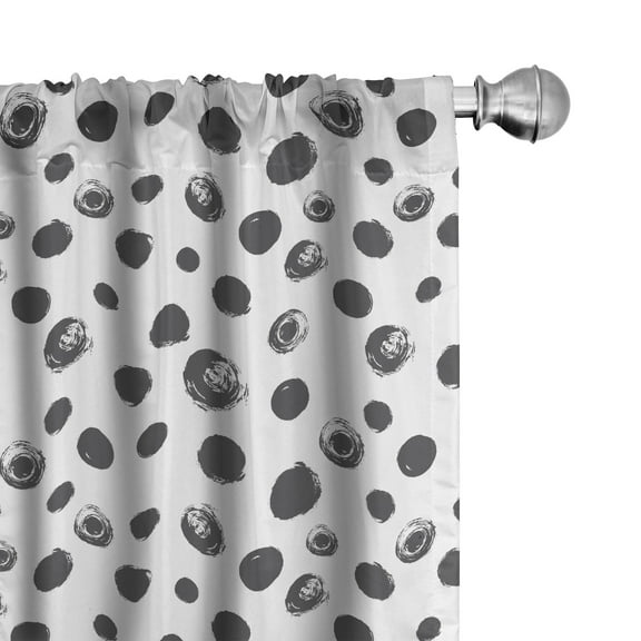 Grunge Curtains 2 Panels Set, Circle Paint Smear Spotty Pattern with Weathered Look Brushstroke Dots, Window Drapes for Living Room Bedroom, 56"W X 95"L, Charcoal Grey White, by Ambesonne