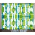 thumbnail image 1 of Ambesonne Grunge Curtains 2 Panel Set, Geometric Oval Shapes, 108" x 108", Apple Green Turquoise, 1 of 3