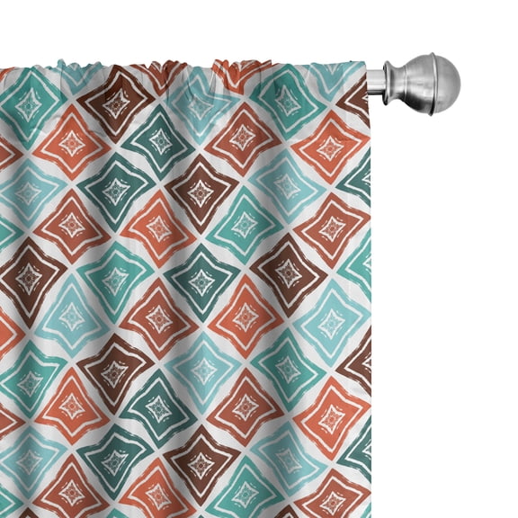 Grunge Curtains 2 Panels Set, Hand Drawn Style Mosaic Weathered Motifs Bohemian Shapes in Pastel Retro Colors, Window Drapes for Living Room Bedroom, 56"W X 84"L, Multicolor, by Ambesonne