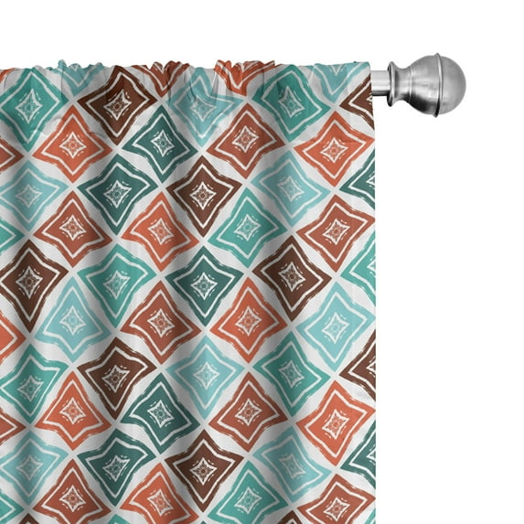 Grunge Curtains 2 Panels Set, Hand Drawn Style Mosaic Weathered Motifs Bohemian Shapes in Pastel Retro Colors, Window Drapes for Living Room Bedroom, 56"W X 95"L, Multicolor, by Ambesonne