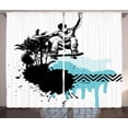 thumbnail image 1 of Ambesonne Grunge Curtains 2 Panel Set, Young Boy Skater Exotic, 108" x 90", Black Pale Blue, 1 of 3