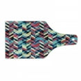 thumbnail image 1 of Grunge Cutting Board, Hipster Zigzag Herringbone Retro Style Pattern Chevron Triangles with Grunge Effect, Tempered Glass Cutting and Serving Board, Wine Bottle Shape, Multicolor, by Ambesonne, 1 of 1
