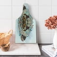 thumbnail image 1 of Grunge Cutting Board, Patterned Head of a Monkey on the Grunge Background Totem Illustration, Decorative Tempered Glass Cutting and Serving Board, Wine Bottle Shape, Teal and Brown, by Ambesonne, 1 of 1