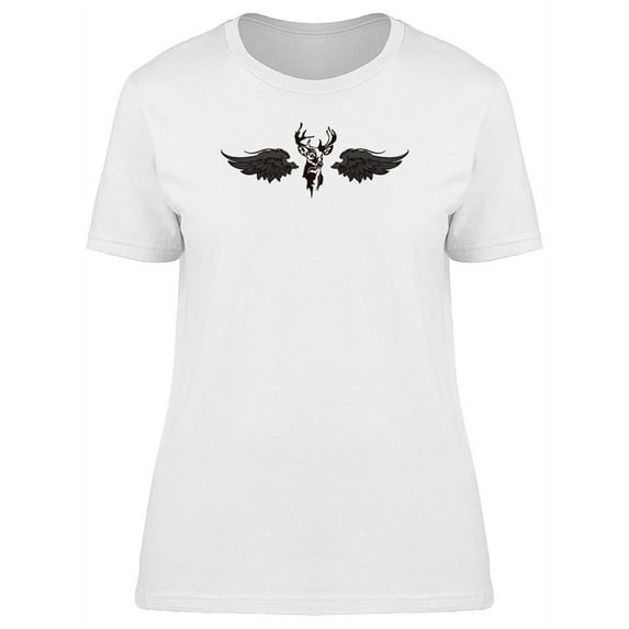 Grunge Deer Winged Head T-Shirt Women -Image by Shutterstock, Female Medium