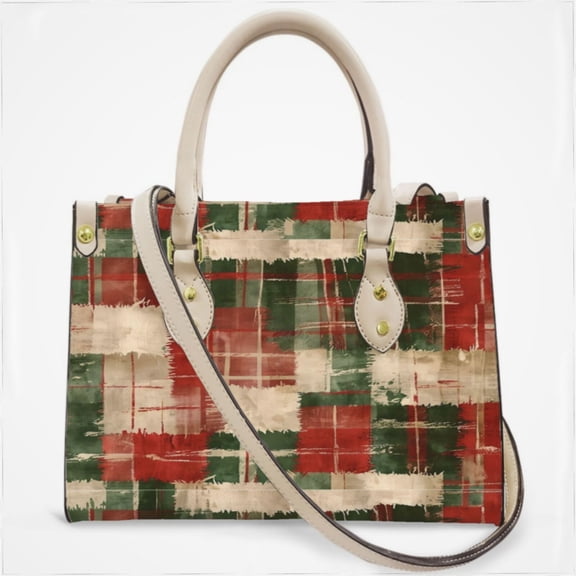 Grunge Distressed Christmas Plaid Cross Body Bags For Women Small Leather Female Handbags Fashion Top-Handle Totes