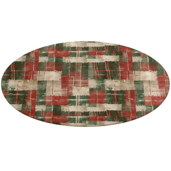 Grunge Distressed Christmas Plaid Round Carpet Circle Rug Outdoor Patio Area Rug Washable Large Area Rugs Hallway Room Decor Fitness Mats