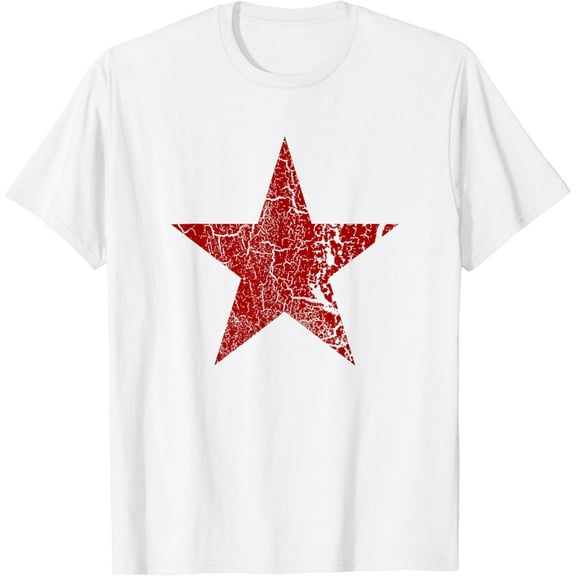 Grunge Distressed Red Star - Vintage Color Red Star T-Shirt