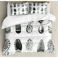 thumbnail image 1 of Grunge Duvet Cover Set, Various Shoe Tracks Design Human Foot Damaged Murky Artisan Walking Action Image, Decorative 3 Piece Bedding Set with 2 Pillow Shams, Queen Size, Grey and White, by Ambesonne, 1 of 3
