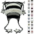 thumbnail image 1 of Grunge Emo Clothes Accessories Cute Cat Ear Hat Striped Crochet Y2k Beanie,One Size, 1 of 5