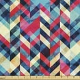 thumbnail image 1 of Ambesonne Grunge Fabric by the Yard Upholstery, Hipster Zigzag Chevron, 3 Yards, Multicolor, 1 of 4