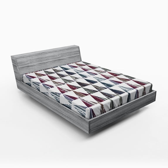 Ambesonne Grunge Fitted Sheet, Egyptian Modern Pyramid, Full Size, Multicolor