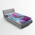 thumbnail image 1 of Ambesonne Music Fitted Sheet, Hand Drawn Guitar Grunge, Twin Size, Pink Purple Blue, 1 of 2