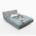 thumbnail image 1 of Grunge Fitted Sheet, Skull and Flowers Day of the Dead Mexican Traditional Celebration Symbolic Art, Decorative Soft Bedding All-round Elastic Pocket, California King, Turquoise White, by Ambesonne, 1 of 3
