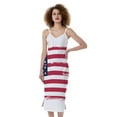 thumbnail image 1 of Grunge Flag Of Usa Print Slim Fit Midi Cami Dress, American Flag Fashion Summer Maxi Sexy Casual Dress For Women. Gifts For Us Independence Day, 4Th Of July, 1 of 4