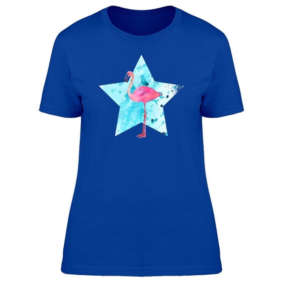 Grunge Flamingo Watercolor Star T-Shirt Women -Image by Shutterstock, Female Medium