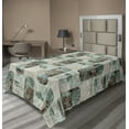 thumbnail image 1 of Ambesonne Grunge Flat Bedding Sheet Soft Top Sheet, Bohemian Rectangular Forms, Twin, Laurel Green Dark Brown, 1 of 1