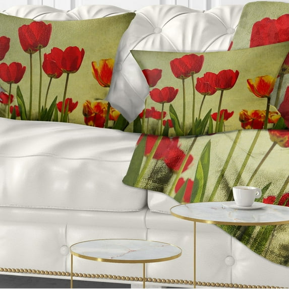 Grunge Flowers Background' Floral Throw Pillow