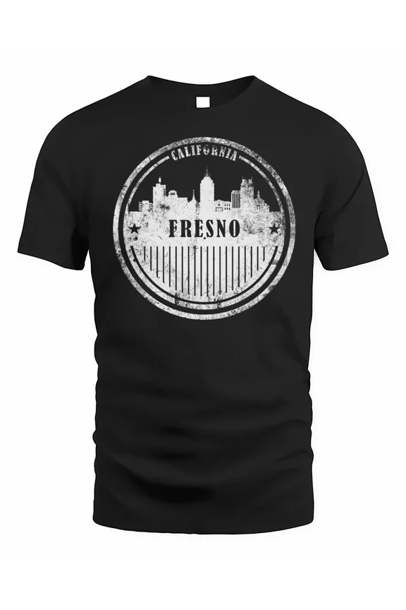 Grunge Fresno California Retro Skyline City Shirt