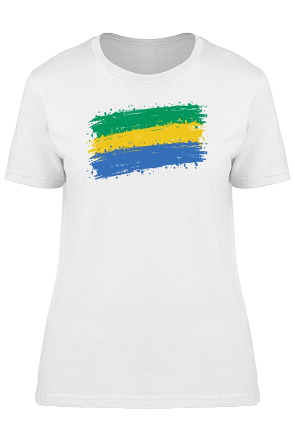 Grunge Gabon Brush Flag T-Shirt Men -Image by Shutterstock, Male 3X-Large