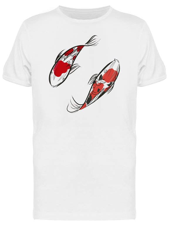 Grunge Koi Fishes Doodle Tee Men's -Image by Shutterstock