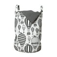 thumbnail image 1 of Grunge Laundry Bag, Hot Air Balloons of Vintage Minimalist Effects Greyscale Tones Illustration, Basket with Handles Drawstring Closure for Laundromats, 13" x 19", Charcoal Grey White, by Ambesonne, 1 of 4