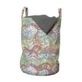 thumbnail image 1 of Grunge Laundry Bag, Wavy Thin Stripes Colorful Pattern Retro Geometric Elements Grid with Curved Lines, Basket with Handles Drawstring Closure for Laundromats, 13" x 19", Multicolor, by Ambesonne, 1 of 4