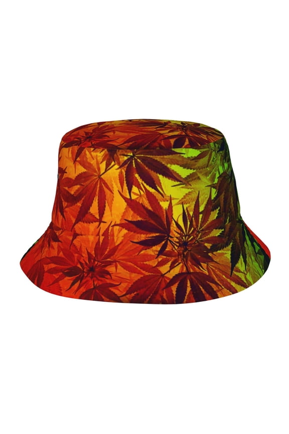 Grunge Leaf Bucket Hat,Packable Sun Cap,Max Protection For Uva,Perfect For Fishing Gardening Hiking Camping