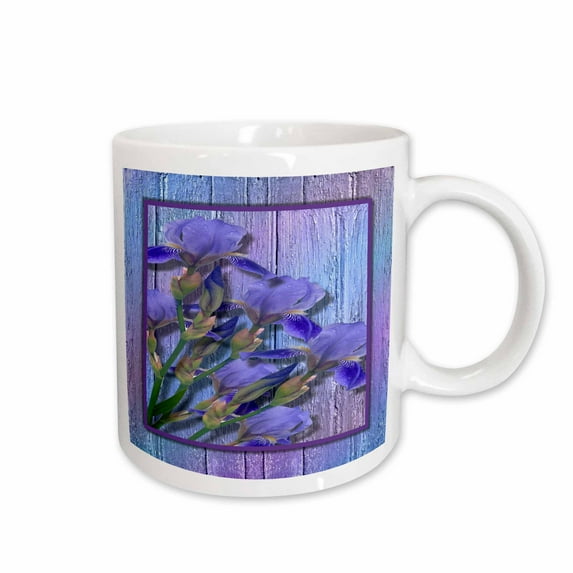 3drose, Grunge Lilies on Wood, 11oz Mug